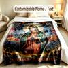 Virgin Mary Theme Custom Blanket Personalized Name & Text Customized Soft Warm Throw Blanket Home Decor