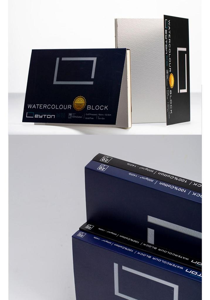 Leighton Portable Watercolor Sketchbook - Hand-painted, All Cotton, 32k-4k Sizes, 300g, Fine to Coarse Textures.
