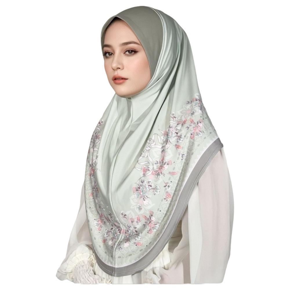 

Adjustable Eid Al-Fitr Long Floral Turban Breathable Hijab Head Wrap Malaysia зелений