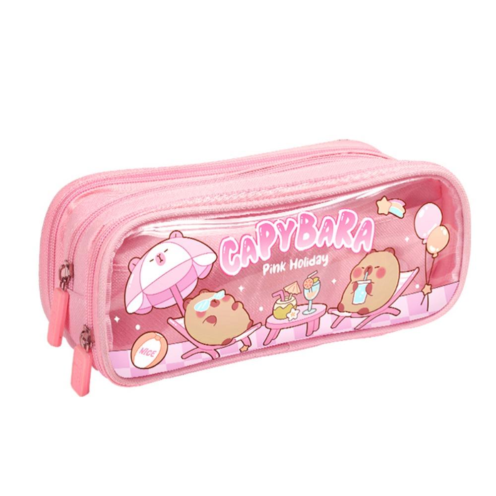 Zipper Cartoon Pencile Case Letter Stationery Holder Cute Capybara Pencile Bag  School
