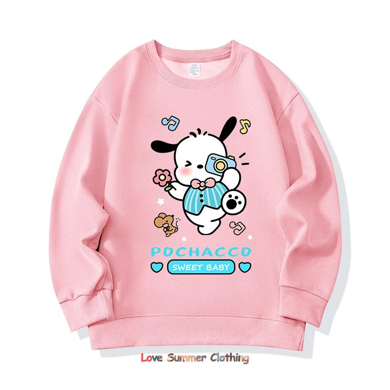 Girls Crewneck Sweatshirt My Melody Sario Cute Hoodie Clothes Kawaii Girls Kuromi Sweatshirt Spring Autumn Sweatshirt Child Tops