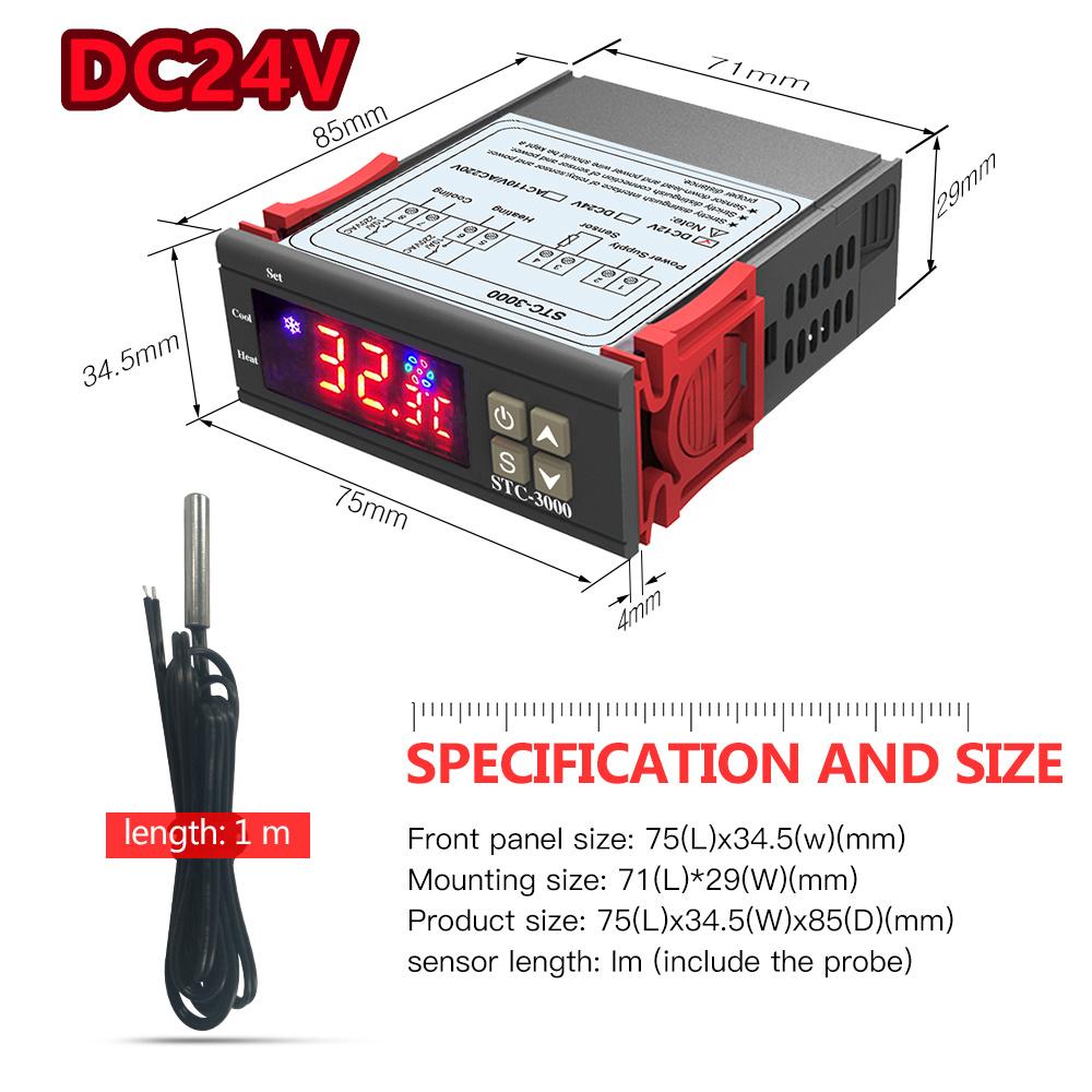 STC-3000 Светодиодный цифровой термостат Контроллер температуры DC 12V 24V AC 110V 220V Регулятор нагрева и охлаждения