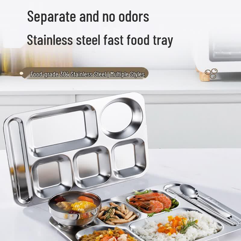 LETGANT 304 Stainless Steel Large 5-Compartment Meal Tray