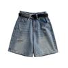 mm Ripped Women's Summer Thin Cover Half Length Denim Shorts