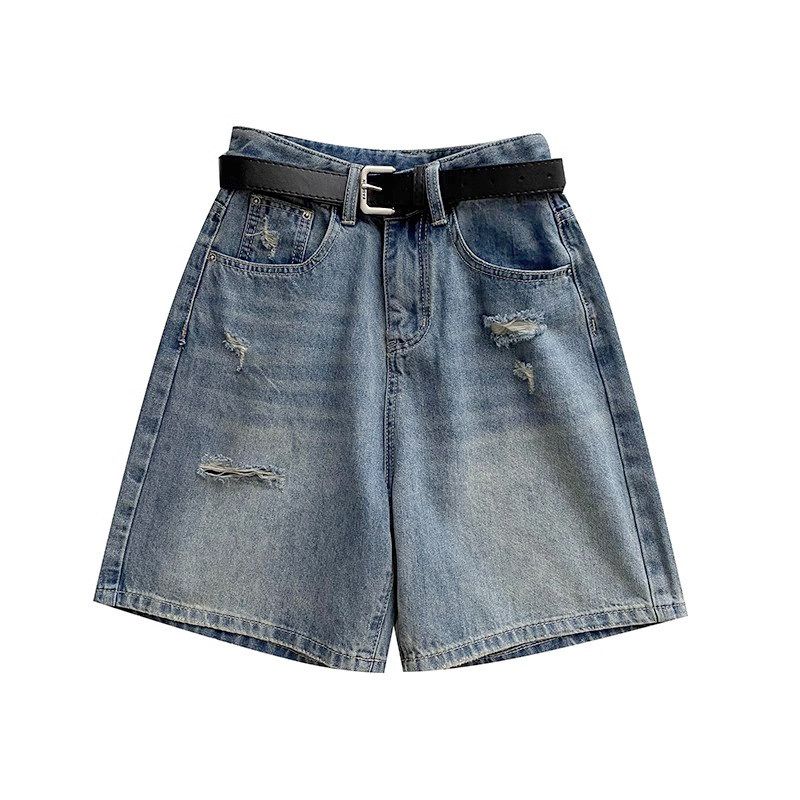 mm Ripped Women's Summer Thin Cover Half Length Denim Shorts