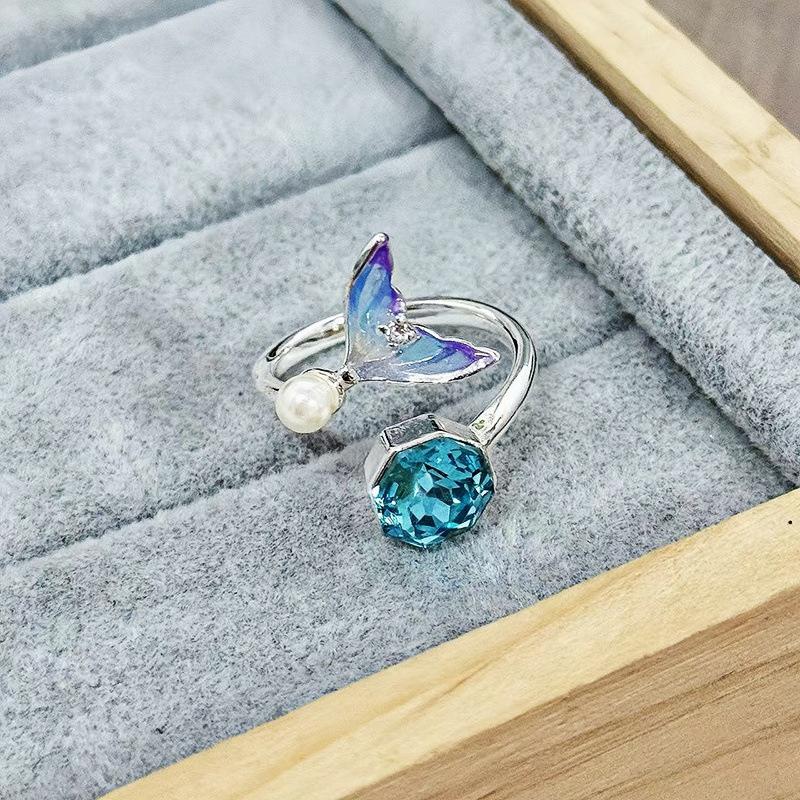 Purple Romantic~ Butterfly Sweet Cool Enamel Dripping Oil Zir*****Pening Ring Exquisite Stacking Temperament Ring Woman