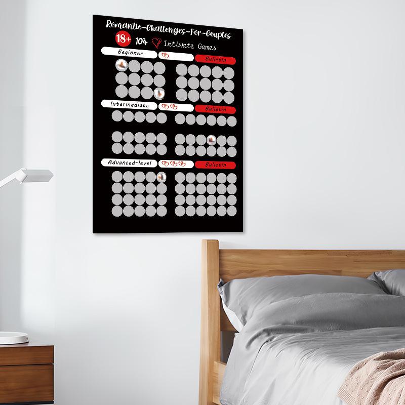 Plakat zdrapka dla kochanków z różnych krajów: Wyzwanie 100 Poz dla Par