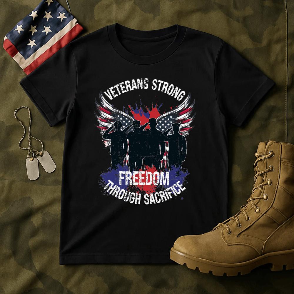 Veterans Freedom Shirt Unisex USA Flag Military Patriotic Gift Men Women Tee Unisex T-Shirt S