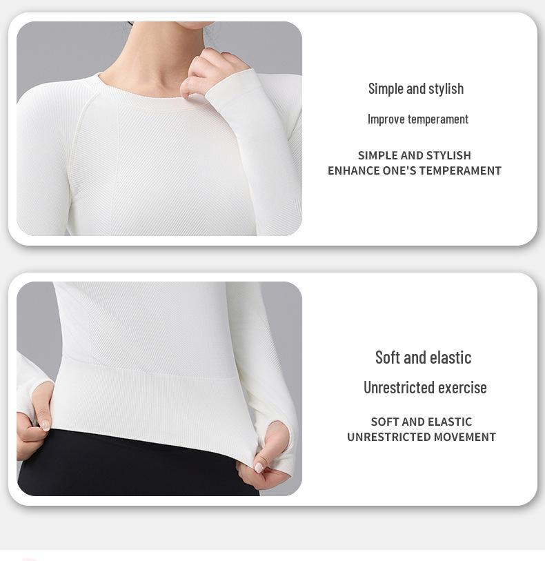 Thickened Seamless Women's Long Sleeve Yoga Top - Slimming, Breathable Round Neck for Autumn & Winter.