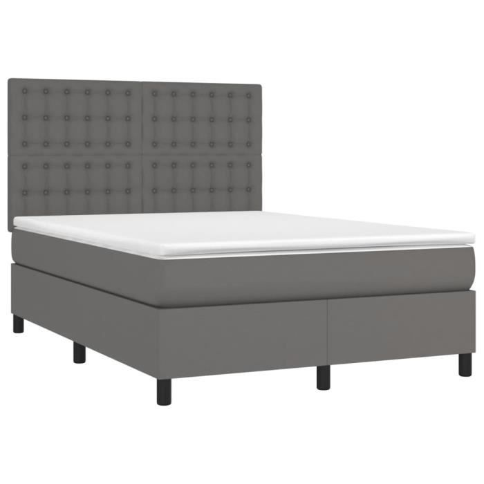 3142849 vidaXL Divan-lit Avec Matelas Gris 140x200 Cm Similicuir