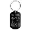 Creative Stainless Steel Friendship Keychain – BEST FRIENDS Engraved Cartoon Pendant Gift