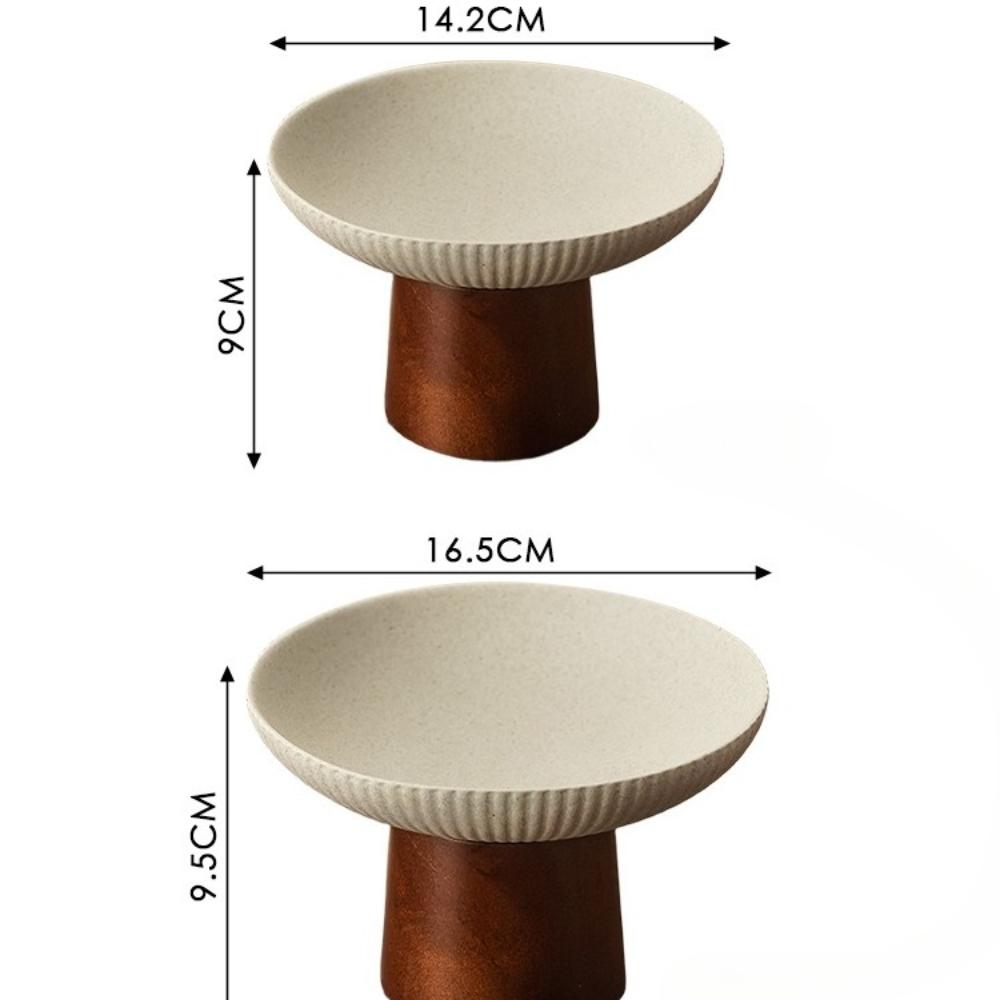 Grovkeramik Keramik Dim Sum-tallrik med Trähög Fot Hushållskök Zen-stil Hög Fot Dim Sum-tallrik Snacksfat Brickor