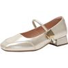 ZHR K518 Women's Square Toe Mary Jane Chunky Heel Pumps
