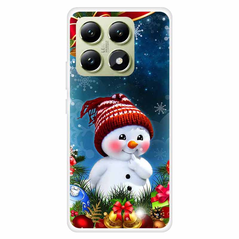 

Для Xiaomi 14T Pro Чехол Праздничный Рождественский Узор TPU Защитный Чехол для Телефона Cartoon Snowman