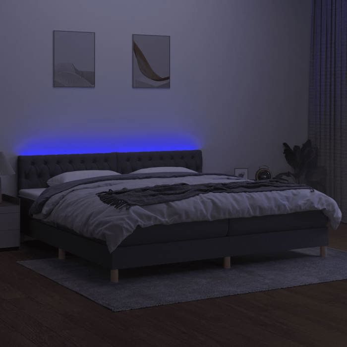 Maison Exclusive - Sommier à lattes de lit et matelas et LED Gris foncé 200x200 cm