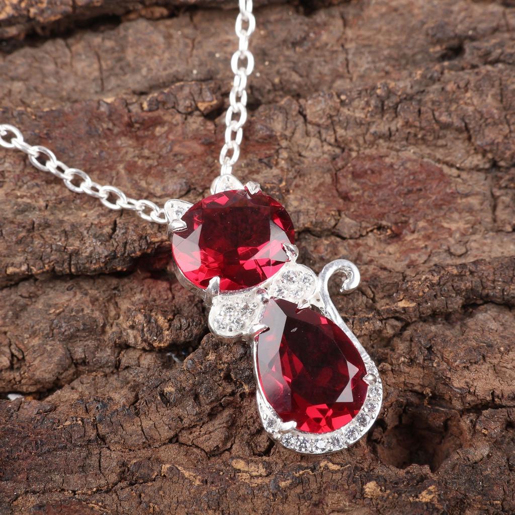 Rosa Rubellit Edelstein 925 Sterling Silber Schmuck Zirkon Anhänger 1,16" Für Sie CZP-1-18