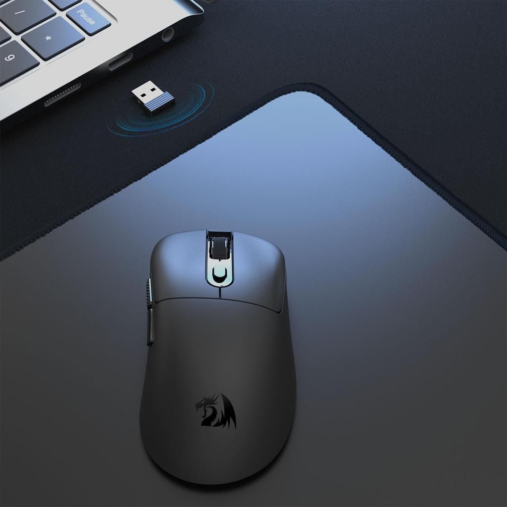 Redragon Wireless Gaming Mouse, 58g Ultra-Lightweight, 26000 DPI High Precision, BT2.4GUSB-C Wired, Customizable 8 Buttons, Programmable RGB