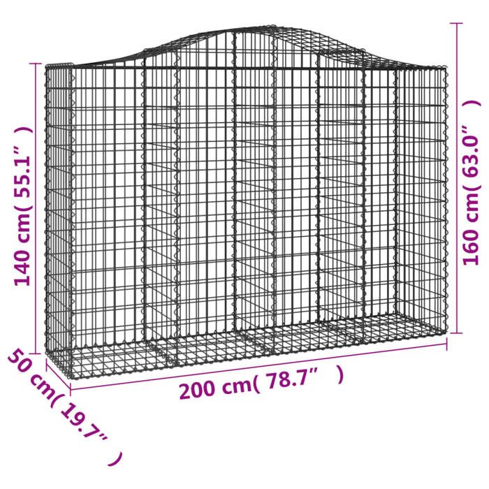 VidaXL 3x Paniers à Gabions Arqués Cages à Gabions Arquées Murs de Gabion Barrières de Jardin Terrasse Extérieur 3145683
