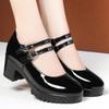 Vintage Flache Weiche Lederschuhe Blockabsatz Mary Jane 2026 Dicke Plateau-Pumps Für Büro Mama Elegante Hochzeitsfeier
