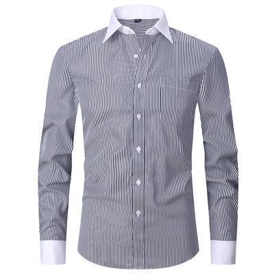 Camicia da uomo a righe con polsino alla francese a maniche lunghe