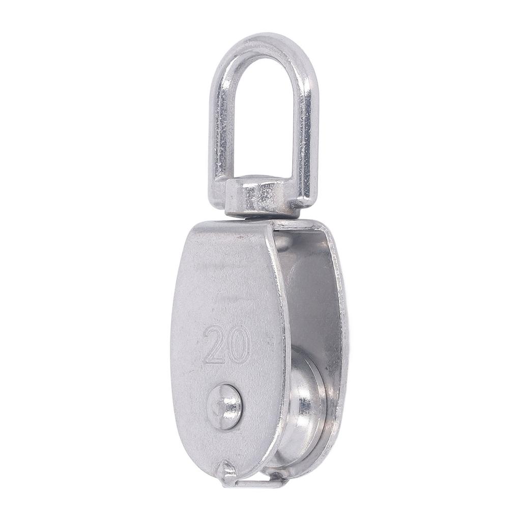 6Pcs Pulley Block Stainless Steel M20 75kg Bearing Swivel Pulley Wheel with M7 Spring Hook