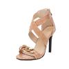 Fashion Low Sandals Woman Leather Buckle Strap Large Size 2024 Summer High Heels Suit Female Beige Women’s Shoes Low-heeled Big High-hee