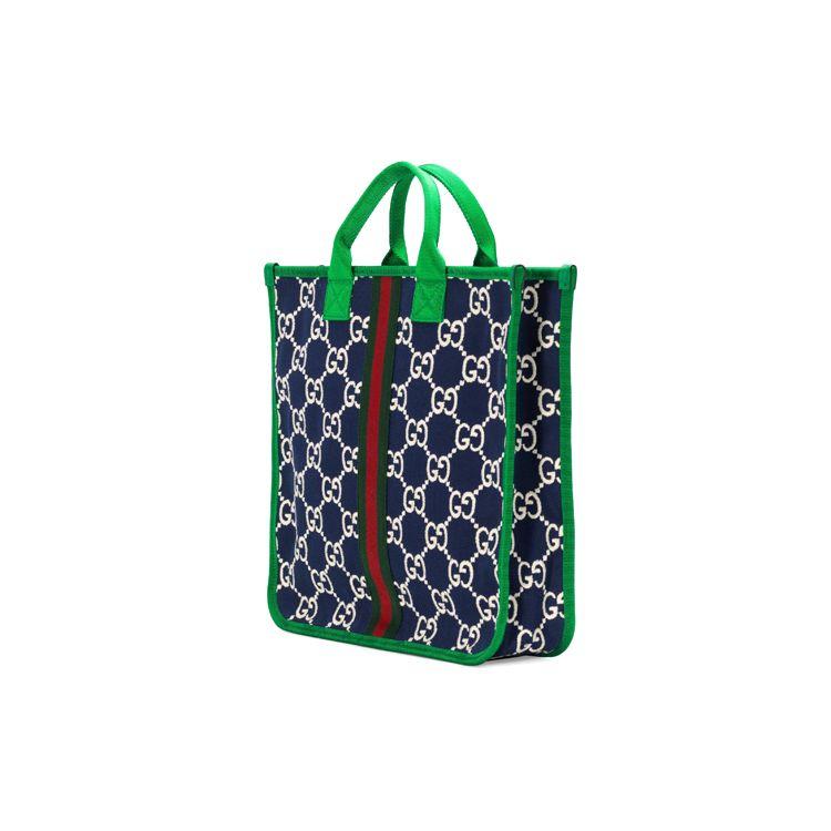 Gucci Vintage Logo Stripe Web Tote Bag Kids Tote Bags Dark-Blue Green 605831-H0GA0-4974