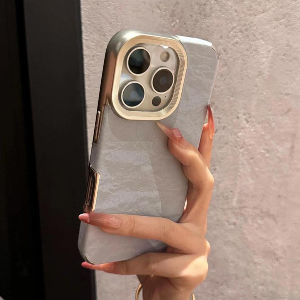 Snow Mountain Pattern Leather Material Mobile Phone Case for Apple 17PROMAX Creative Personality Anti-fall Solid Color Leather Material