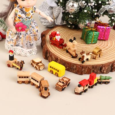 Christmas Handmade Wooden Music Box DIY Car Train Assembly Music Box Base Small Ornament Micro Landscape New YearGift