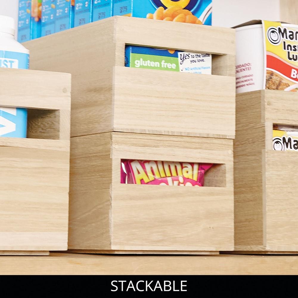 Renewable Paulownia Wood Storage Bin with Handles Multi-Purpose Organizer Kitchen Bathroom Closet Office Craft Room