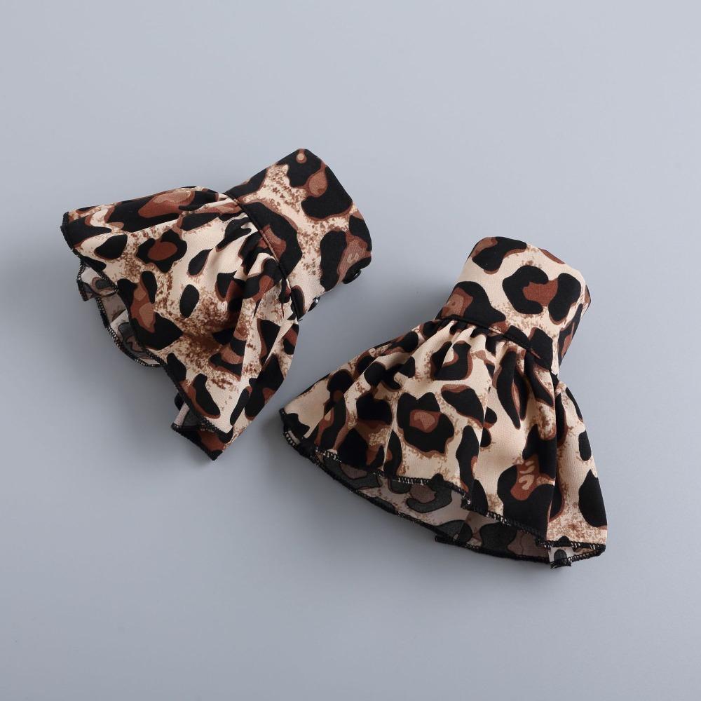 Commute Fake Hand Sleeves Comfortable False Wrist Cuffs Leopard Print Shirt Fake Collar  Office