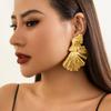 Punk Style Metal Large Size Ginkgo Leaf Gold Plated Earrings for Women Girls Fashion Trend Chunky Jewelry Gifts 2024