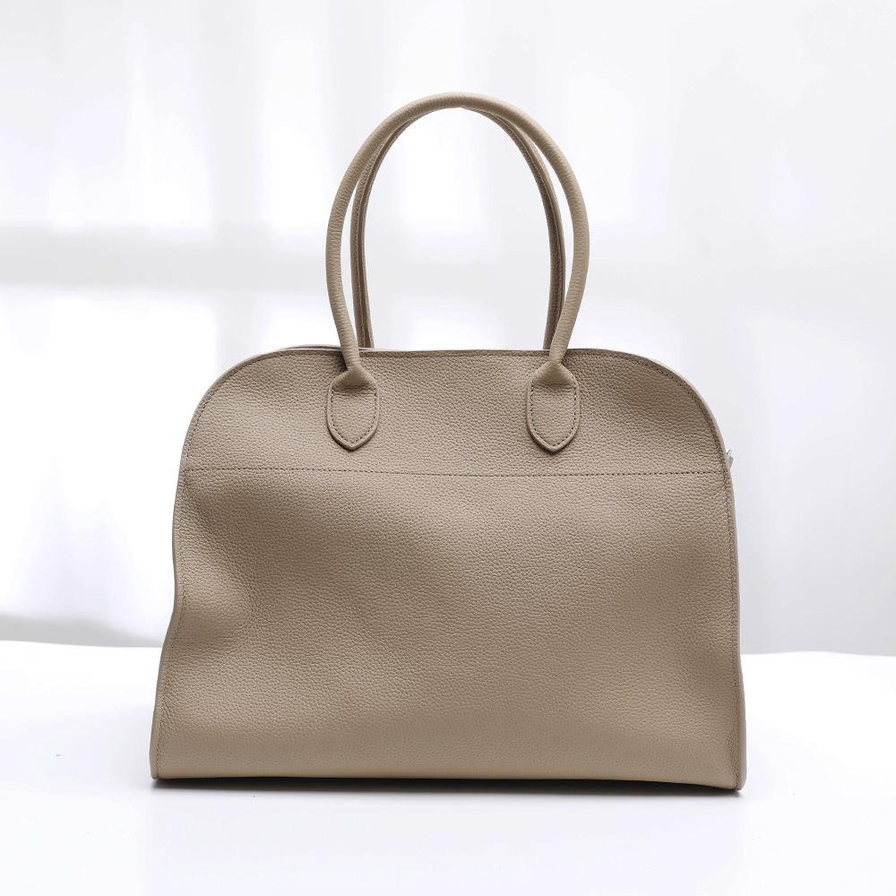 Head Layer Cowhide Tote Bag Margaux10/15 Single Shoulder Genuine Lychee Pattern Large Capacity Handbag Travel