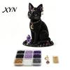DIY Perlen-Bastelset Materialpaket, 3D Mythischer Wald Serie Komplett für Anfänger Basteln mit Hochwertigen Acryl- und Glasperlen Glanzperlen, Katze Fuchs Wolf Krähe