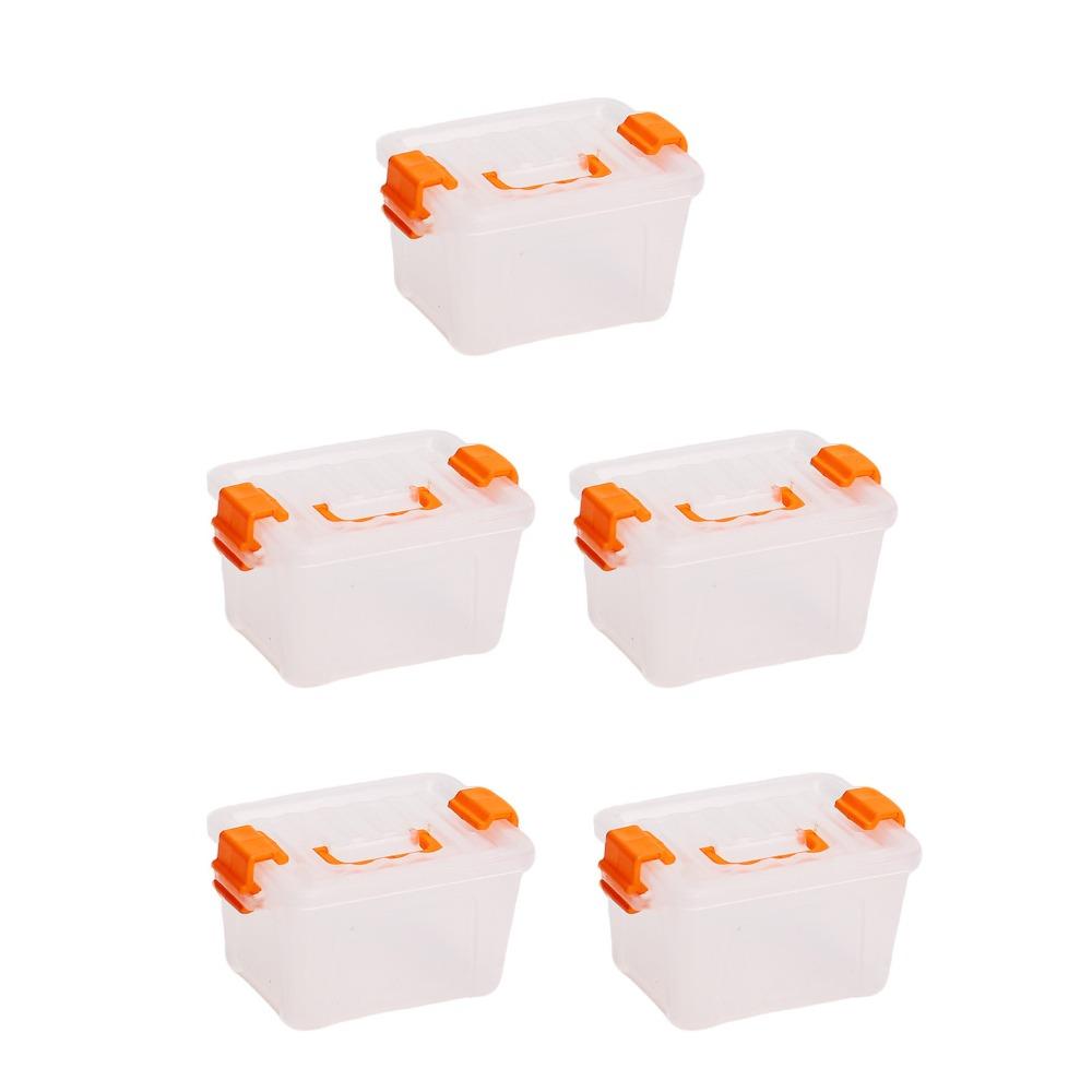 5pcs Nail Art Box Mini Storage Box Transparent Dustproof Beading Storage Case Waterproof Plastic Mini Storage Drawer Ornament