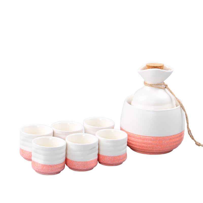 

300ml 1 Pot 4 Cups 45ml Wine Set Japan Snowflake Glaze Ceramic Sake Hip Flask Ceramic Creative Liquor Divider Wine Container
