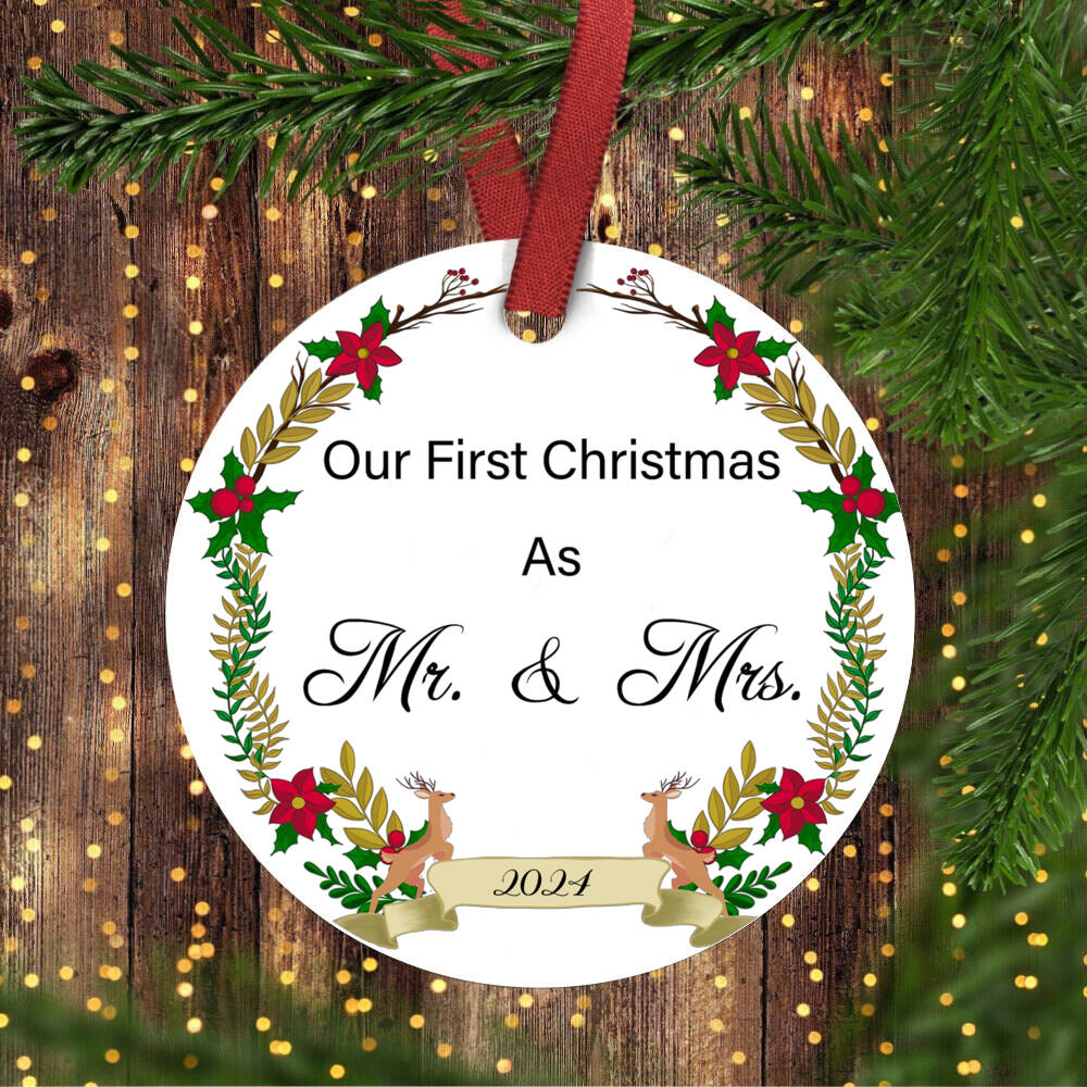 Wedding Gifts for Couple Our First Christmas Married Ornament 2025 First Christmas As Mr and Mrs Married Ornament 2025