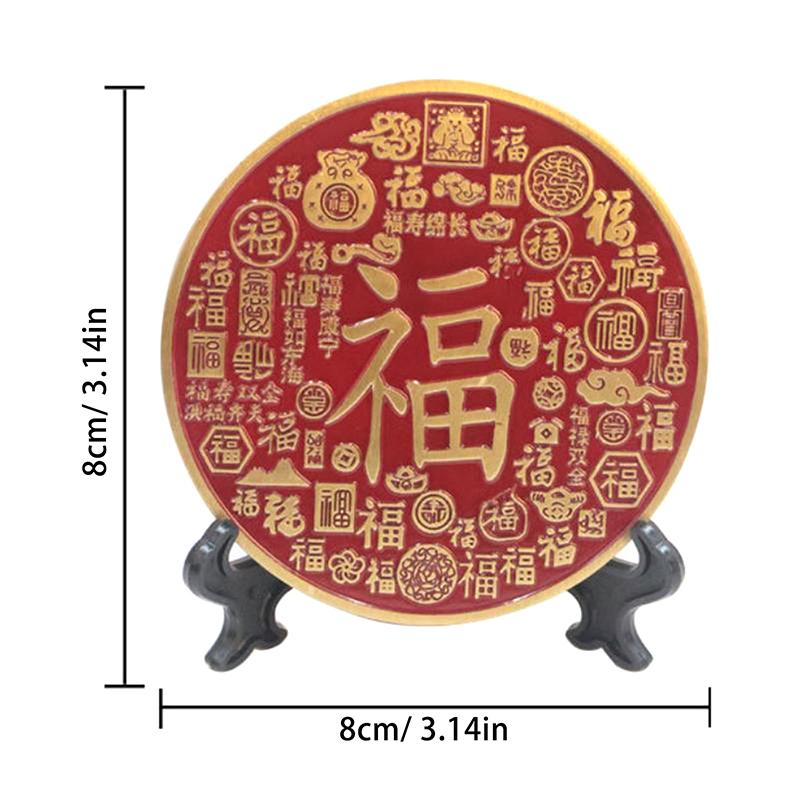 Chinese Brass Ornaments Fortune Eight Trigram Copper Mirror Tabletop Ornaments Living Room Study Home Decoration