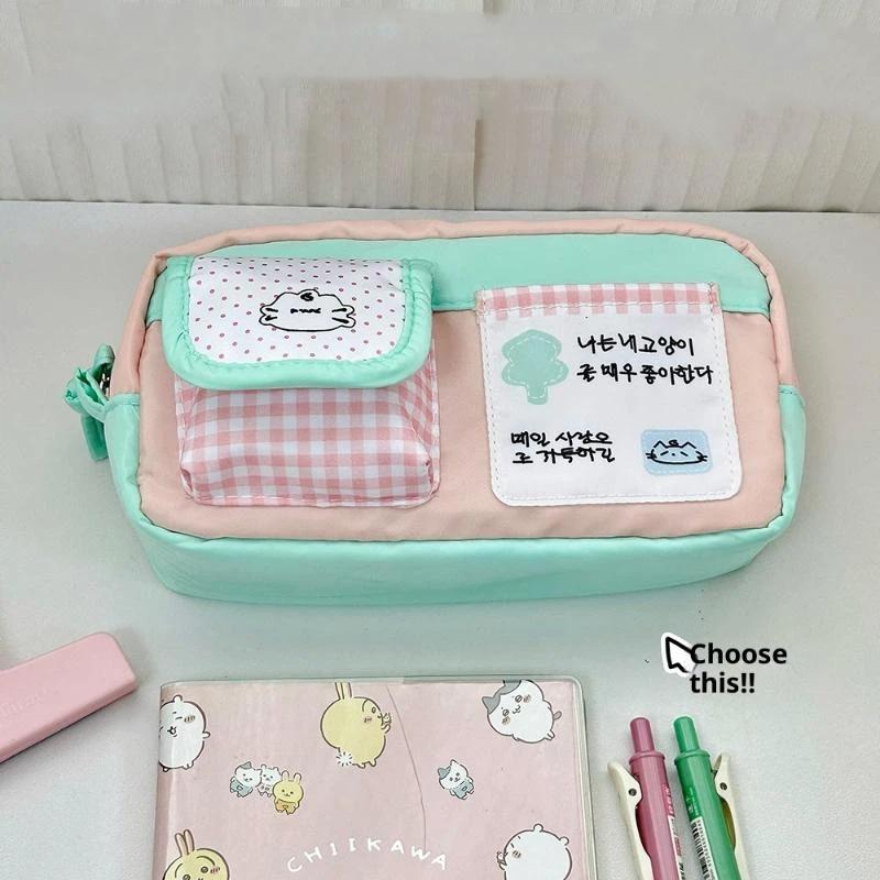 Cute Pencil Case Pens Pouch Large Capacity Simple Aesthetic Bag Organizer Office School Supplies For Student Stationary