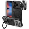 For iPhone 17 Pro Case TPU + PC Phone Cover with Kickstand , Slide Lens Window