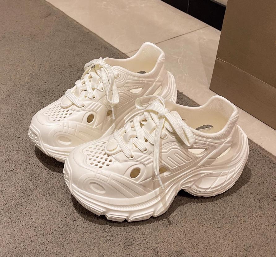 

New thick-soled heightening dad shoes women s heightening fashion outer wear EVA Paris sports and leisure cool slippers 41 белый