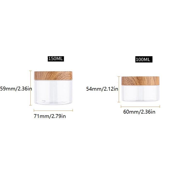 1Pc Plastic Clear Empty Jars Containers with Imitation Wood Texture 30ML-300ML Seasoning Storage Jars for Home Use with Lids
