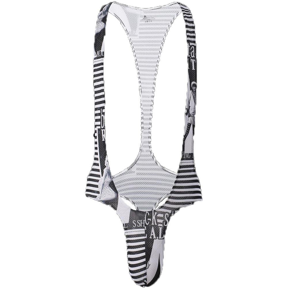 Gay Male Printed Bodysuits Body Shapers Men's Sexy Thongs Print Wrestling Singlet Leotards Sissy Men's Jockstrap Slips Jumpsuits