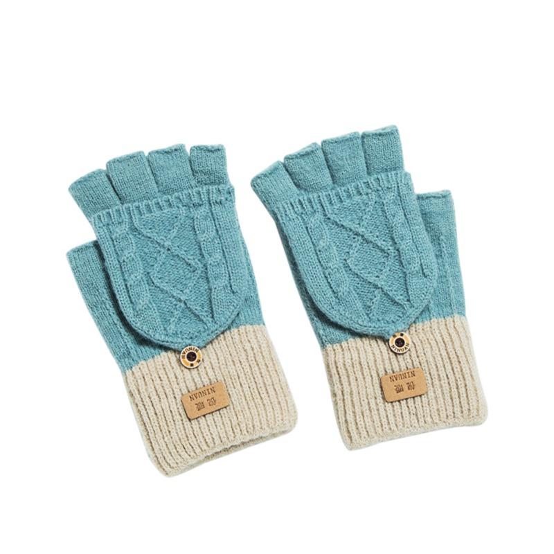 

Женские перчатки с полупальцами, ветрозащитные, откидные, термостойкие, теплые перчатки, удобные, мягкие, зимние варежки для взрослых, вязаные перчатки