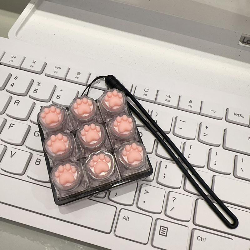 9 Keys Keyboard Keycaps Keychain Fidget Toy Anti-Anxiety Point Keycaps Party Stress Relief Diy Keycaps Toy Keyboard Caps