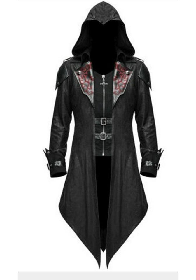 Giacca con Cappuccio Patchwork da Signore Medievale per Uomo Costume Cosplay di Halloween