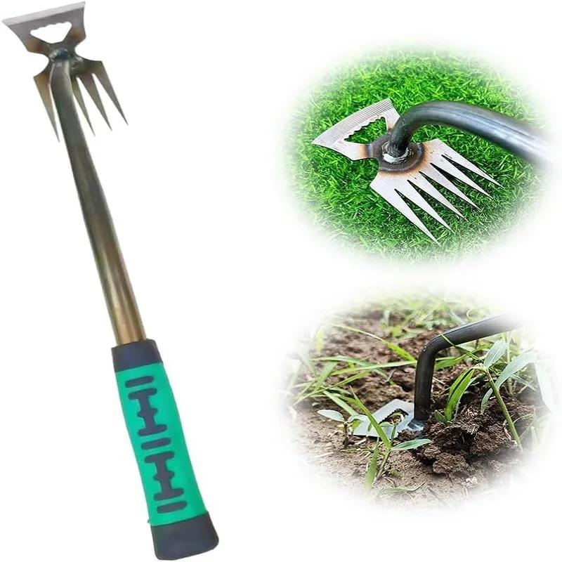 2 In 1 Garden Rake Manual Weed Grass Rooting Tool Puller Shovel 5/6/11 Tooth Weeding Removal Hand Gardening Loose Soil Tool