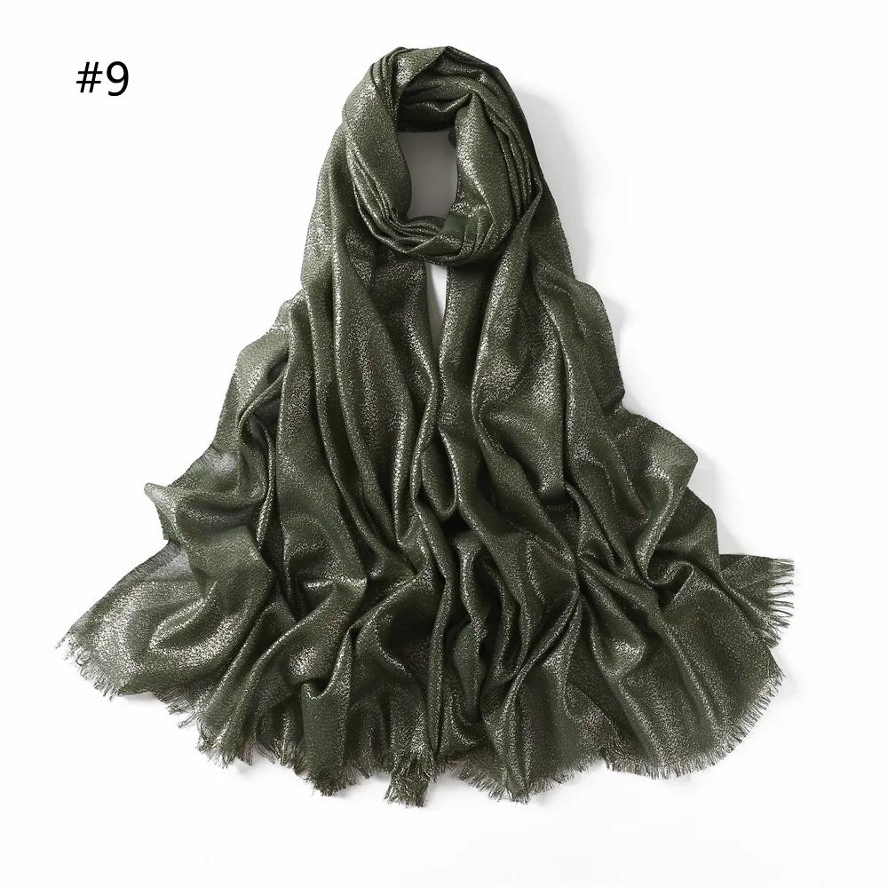 New Fashion Glitter Hijab Cotton Scarf Wraps Autumn Headscarf Shawls Muslim Scarf For Women Shimmer Fringe Scarves Instant Hijab