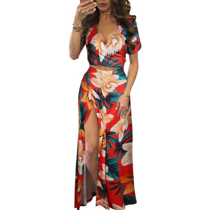 M482 Cross-Border Boutique European and American Popular Amazon Independent Station Classic Floral Hot Sale Dress Two-piece Set