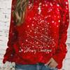 Women's Christmas Tree Printed T-Shirt - Elegant and Casual Round Neck Long Sleeve Top,